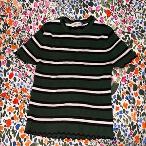 Zara Dark Green Striped Knit Top
